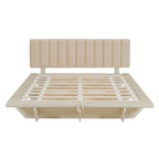 Lit Plateforme Capitonnée Queen Rose/Gris/Beige, 2 Personnes, LED & USB