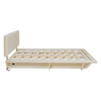 Lit Plateforme Capitonnée Queen Rose/Gris/Beige, 2 Personnes, LED & USB