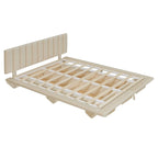 Lit Plateforme Capitonnée Queen Rose/Gris/Beige, 2 Personnes, LED & USB