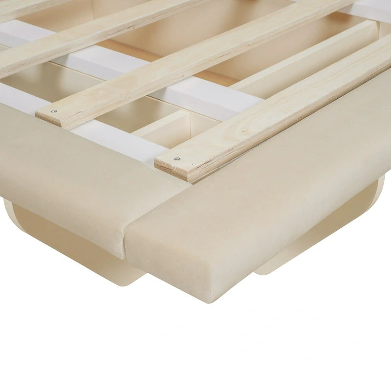 Lit Plateforme Capitonnée Queen Rose/Gris/Beige, 2 Personnes, LED & USB