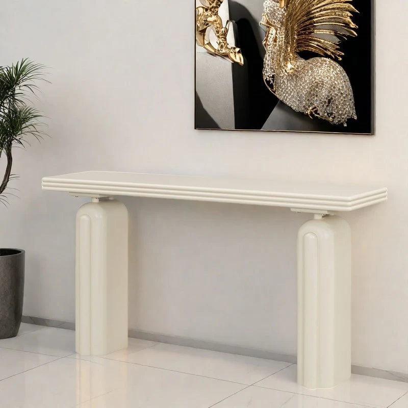Console en placage incurvé de bois d'acacia 60 - Design minimaliste avec pieds en bois massif