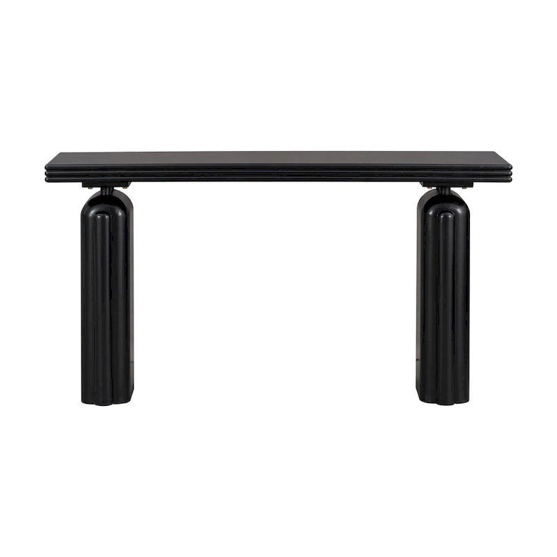 Console en placage incurvé de bois d'acacia 60 - Design minimaliste avec pieds en bois massif