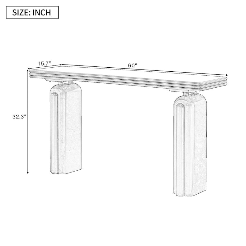 Console en placage incurvé de bois d'acacia 60 - Design minimaliste avec pieds en bois massif