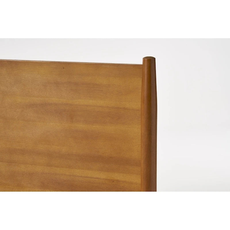 Lit plateforme de style moderne en bois d'acacia naturel, format King Size, avec pieds emblématiques évasés pour chambre à coucher