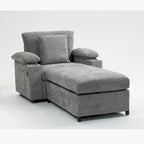 Fauteuil d'appoint surdimensionné en chenille avec pouf, ports de charge USB et canapé-lit convertible