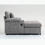 Fauteuil d'appoint surdimensionné en chenille avec pouf, ports de charge USB et canapé-lit convertible