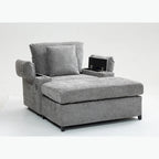 Fauteuil d'appoint surdimensionné en chenille avec pouf, ports de charge USB et canapé-lit convertible
