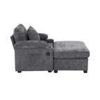 Fauteuil d'appoint surdimensionné en chenille avec pouf, ports de charge USB et canapé-lit convertible
