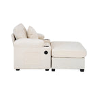 Fauteuil d'appoint surdimensionné en chenille avec pouf, ports de charge USB et canapé-lit convertible