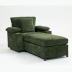 Fauteuil d'appoint surdimensionné en chenille avec pouf, ports de charge USB et canapé-lit convertible
