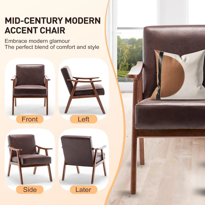 Fauteuil d'appoint brun foncé du milieu du siècle, une place