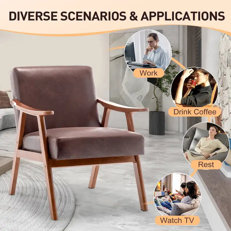 Fauteuil d'appoint brun foncé du milieu du siècle, une place