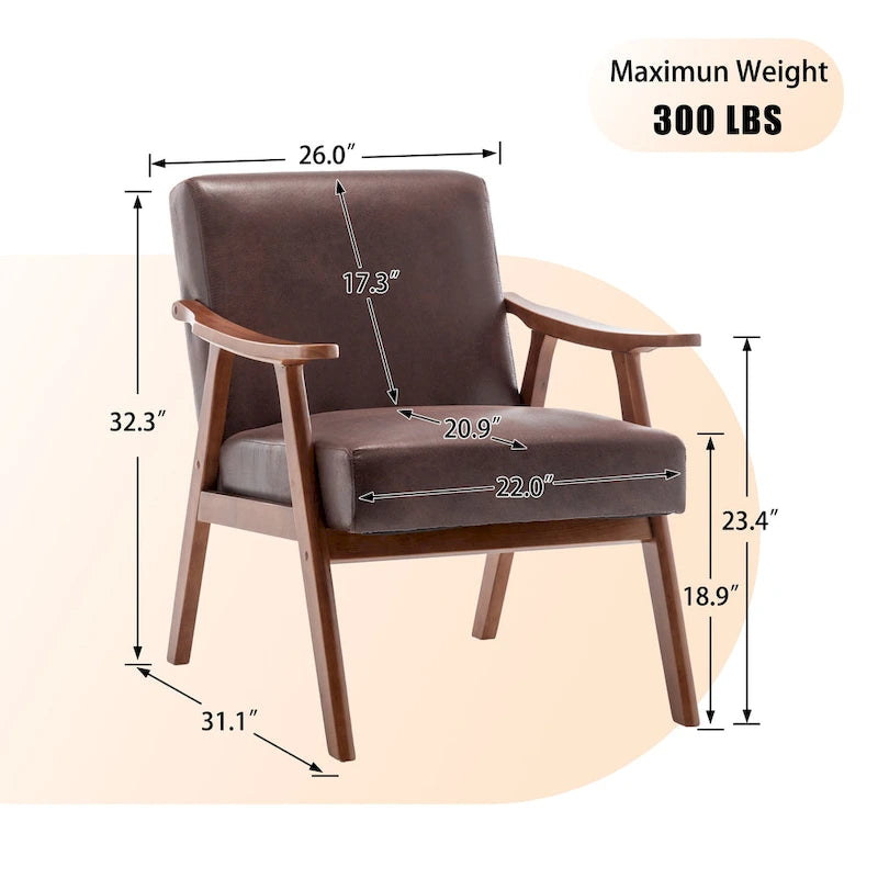 Fauteuil d'appoint brun foncé du milieu du siècle, une place
