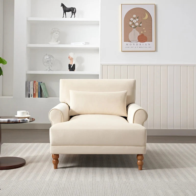 Fauteuil d'appoint en velours beige de 37,8 po