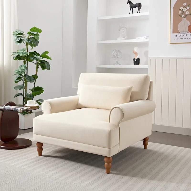 Fauteuil d'appoint en velours beige de 37,8 po