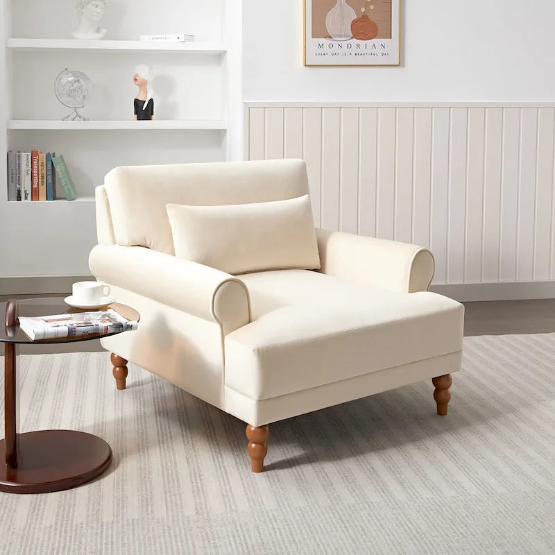 Fauteuil d'appoint en velours beige de 37,8 po