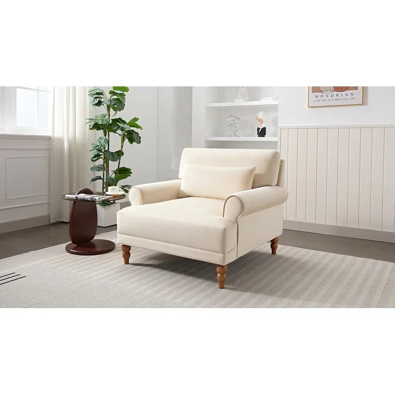 Fauteuil d'appoint en velours beige de 37,8 po
