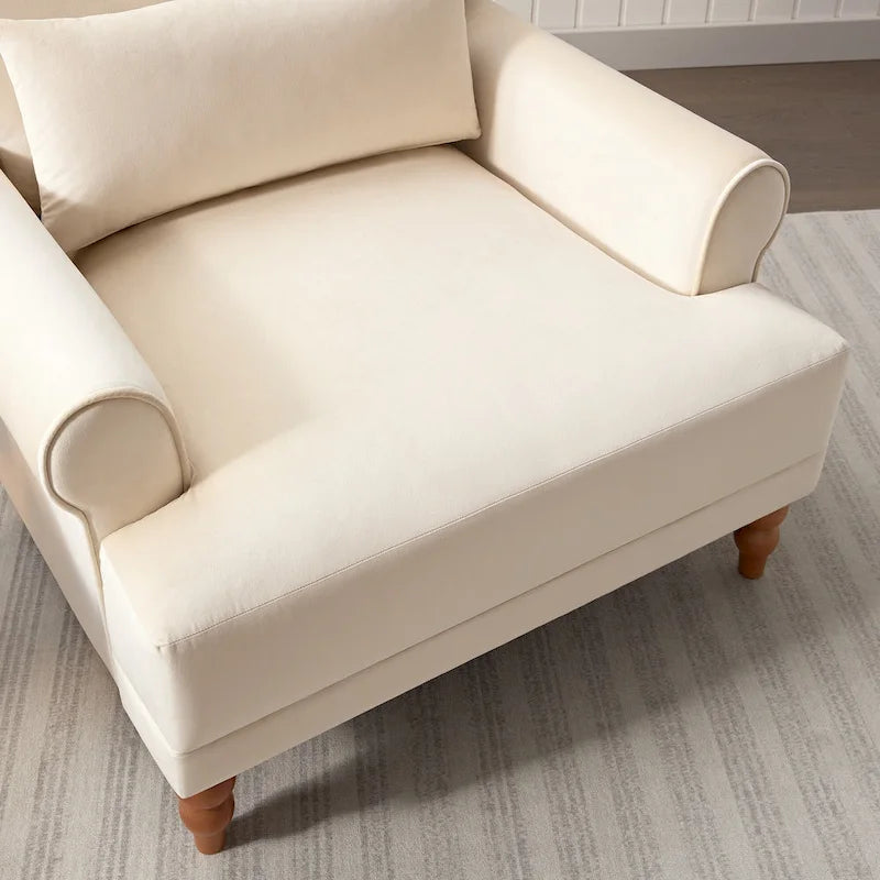 Fauteuil d'appoint en velours beige de 37,8 po