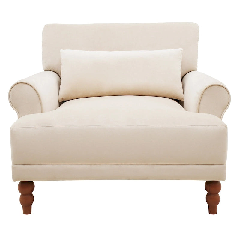 Fauteuil d'appoint en velours beige de 37,8 po