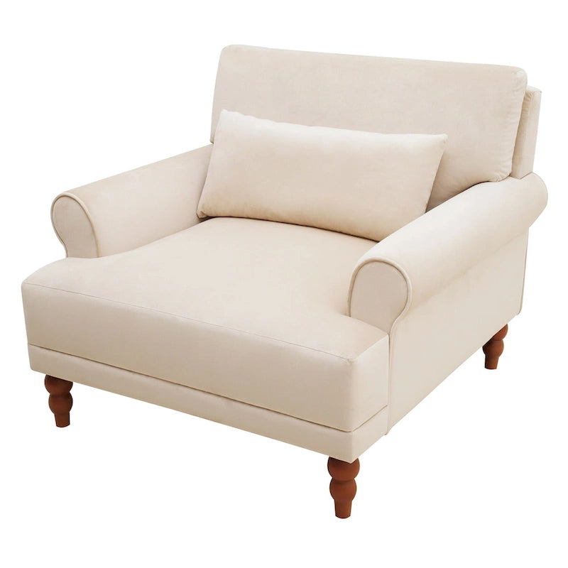 Fauteuil d'appoint en velours beige de 37,8 po