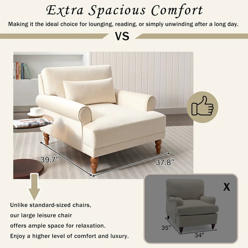 Fauteuil d'appoint en velours beige de 37,8 po