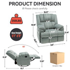 Fauteuil inclinable manuel vert surdimensionné avec pivotement, basculement et revêtement en tissu