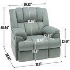 Fauteuil inclinable manuel vert surdimensionné avec pivotement, basculement et revêtement en tissu