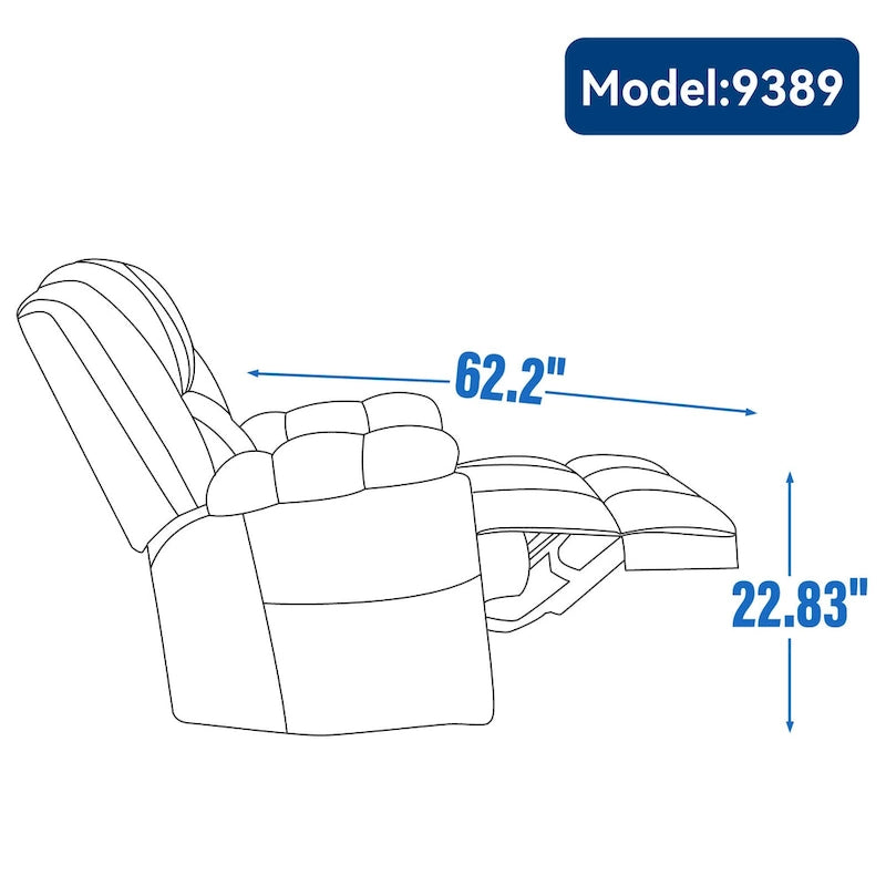 Fauteuil inclinable manuel vert surdimensionné avec pivotement, basculement et revêtement en tissu
