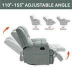 Fauteuil inclinable manuel vert surdimensionné avec pivotement, basculement et revêtement en tissu