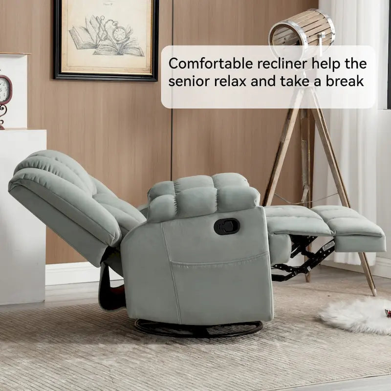 Fauteuil inclinable manuel vert surdimensionné avec pivotement, basculement et revêtement en tissu