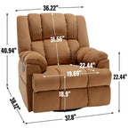 Fauteuil inclinable manuel vert surdimensionné avec pivotement, basculement et revêtement en tissu