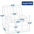Fauteuil inclinable manuel vert surdimensionné avec pivotement, basculement et revêtement en tissu