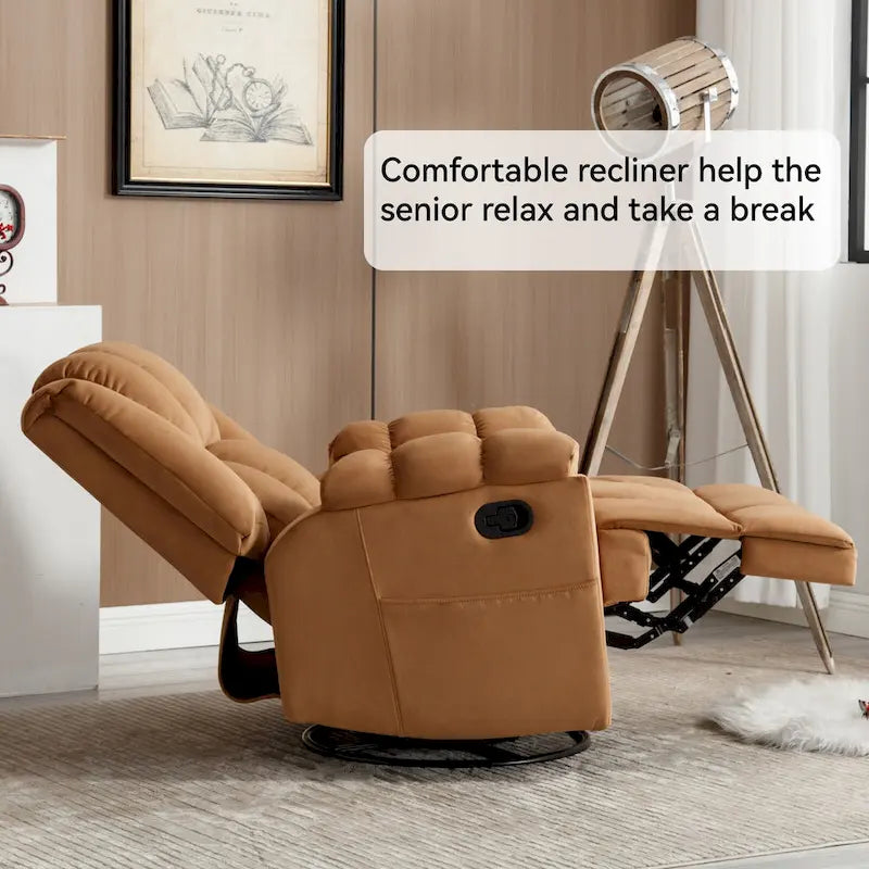 Fauteuil inclinable manuel vert surdimensionné avec pivotement, basculement et revêtement en tissu