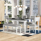 Ensemble de salle à manger 6 pièces en bois avec 4 chaises et un banc
