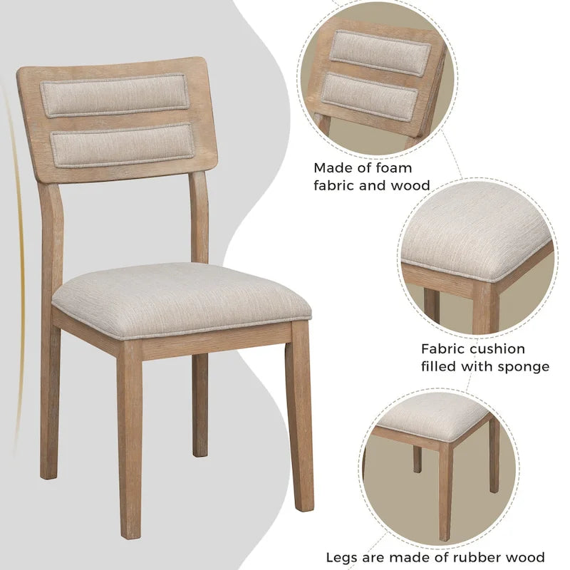 Ensemble de salle à manger 6 pièces en bois avec 4 chaises et un banc