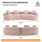 Canapé courbé en mousse Gris / Bleu Ancien / Beige / Blanc / Vert / Orange / Marron Ancien, 4 places, avec 4 oreillers