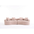 Canapé courbé en mousse Gris / Bleu Ancien / Beige / Blanc / Vert / Orange / Marron Ancien, 4 places, avec 4 oreillers