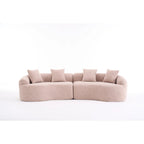 Canapé courbé en mousse Gris / Bleu Ancien / Beige / Blanc / Vert / Orange / Marron Ancien, 4 places, avec 4 oreillers