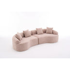 Canapé courbé en mousse Gris / Bleu Ancien / Beige / Blanc / Vert / Orange / Marron Ancien, 4 places, avec 4 oreillers