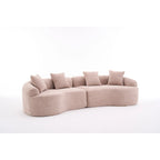 Canapé courbé en mousse Gris / Bleu Ancien / Beige / Blanc / Vert / Orange / Marron Ancien, 4 places, avec 4 oreillers