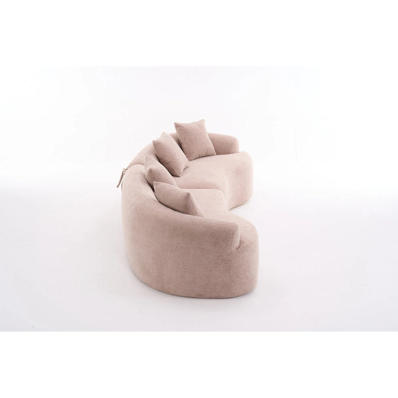 Canapé courbé en mousse Gris / Bleu Ancien / Beige / Blanc / Vert / Orange / Marron Ancien, 4 places, avec 4 oreillers