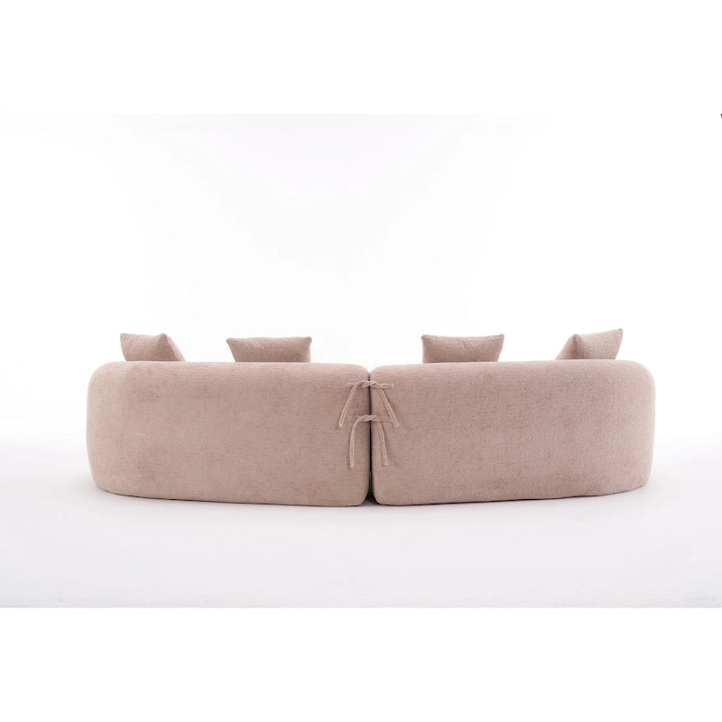 Canapé courbé en mousse Gris / Bleu Ancien / Beige / Blanc / Vert / Orange / Marron Ancien, 4 places, avec 4 oreillers