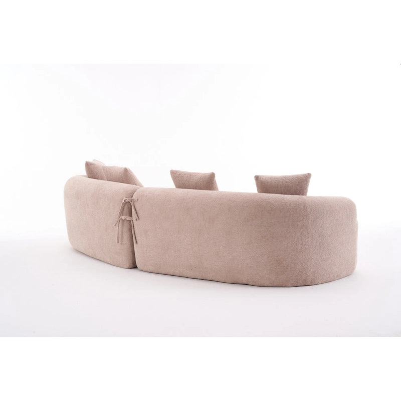 Canapé courbé en mousse Gris / Bleu Ancien / Beige / Blanc / Vert / Orange / Marron Ancien, 4 places, avec 4 oreillers