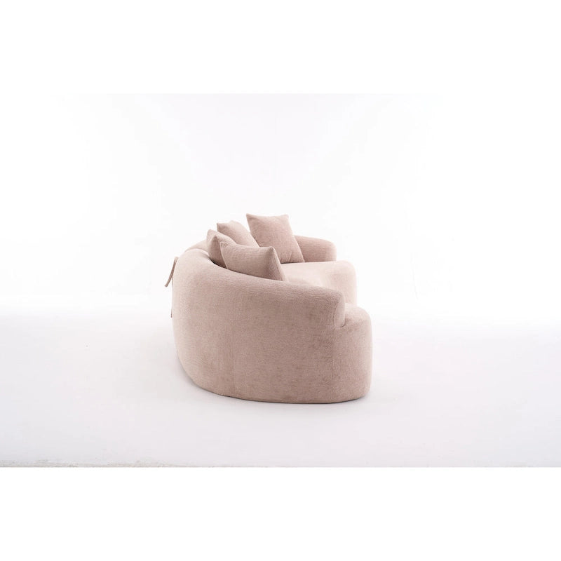 Canapé courbé en mousse Gris / Bleu Ancien / Beige / Blanc / Vert / Orange / Marron Ancien, 4 places, avec 4 oreillers
