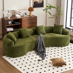 Canapé courbé en mousse Gris / Bleu Ancien / Beige / Blanc / Vert / Orange / Marron Ancien, 4 places, avec 4 oreillers