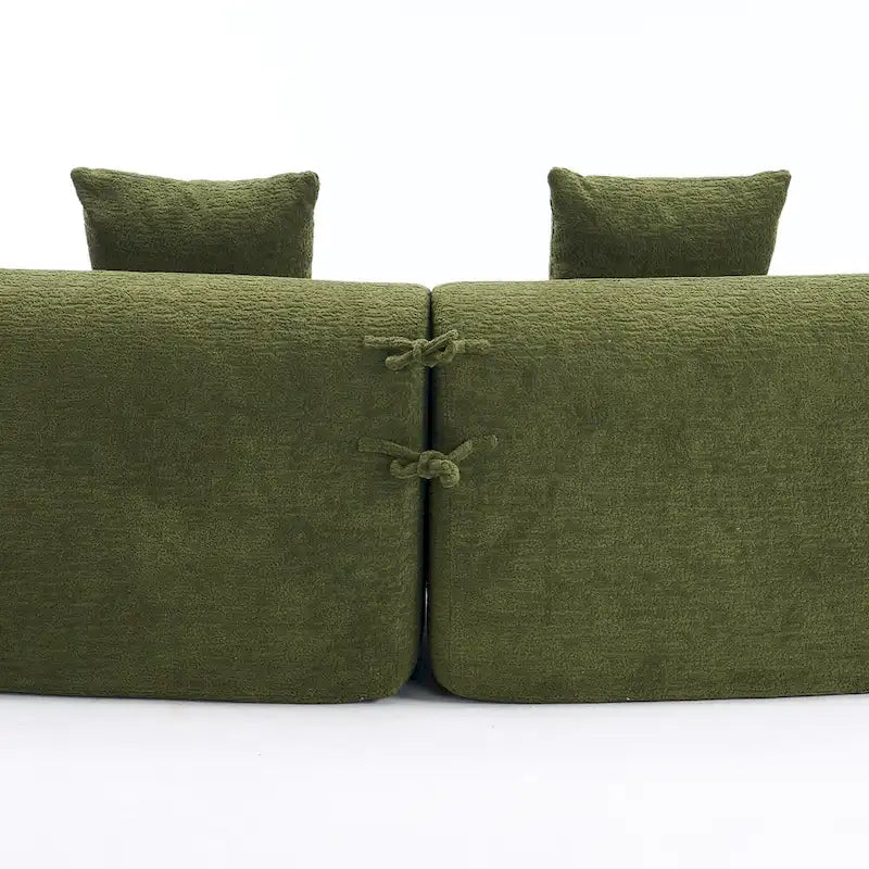 Canapé courbé en mousse Gris / Bleu Ancien / Beige / Blanc / Vert / Orange / Marron Ancien, 4 places, avec 4 oreillers