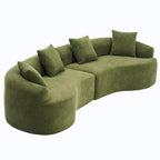 Canapé courbé en mousse Gris / Bleu Ancien / Beige / Blanc / Vert / Orange / Marron Ancien, 4 places, avec 4 oreillers