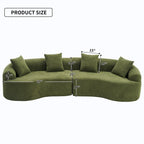 Canapé courbé en mousse Gris / Bleu Ancien / Beige / Blanc / Vert / Orange / Marron Ancien, 4 places, avec 4 oreillers