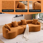 Canapé courbé en mousse Gris / Bleu Ancien / Beige / Blanc / Vert / Orange / Marron Ancien, 4 places, avec 4 oreillers