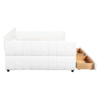 Lit de repos rembourré Queen Size avec 2 tiroirs de rangement, Cadre de lit de repos moderne avec port USB et accoudoir